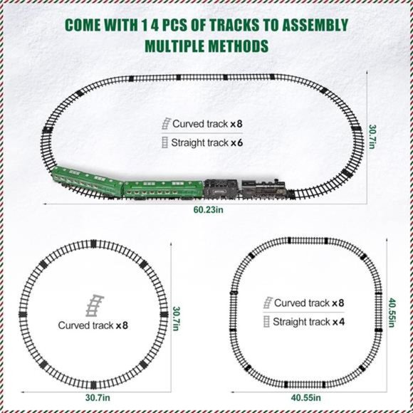 Model Train Set for Boys - Metal Electric Train Toys w/Steam Locomotive - Picture 5 of 6